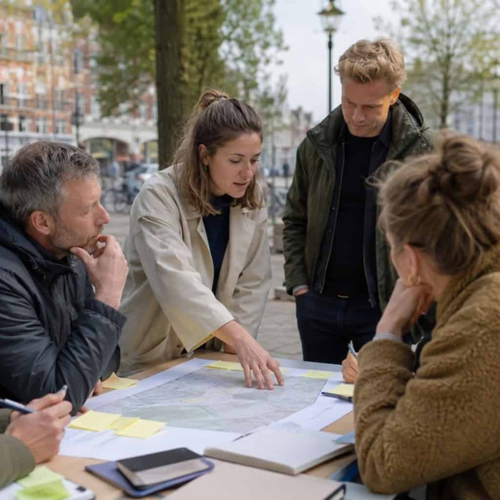 Foto van mensen met elkaar in gesprek